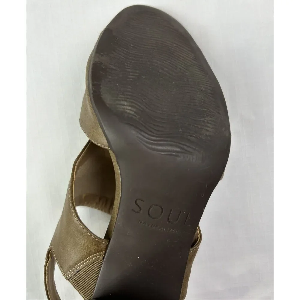Soul Naturalizer Women's 8M Clayre Slingback Sandals Brown Vegan Leather Stacked